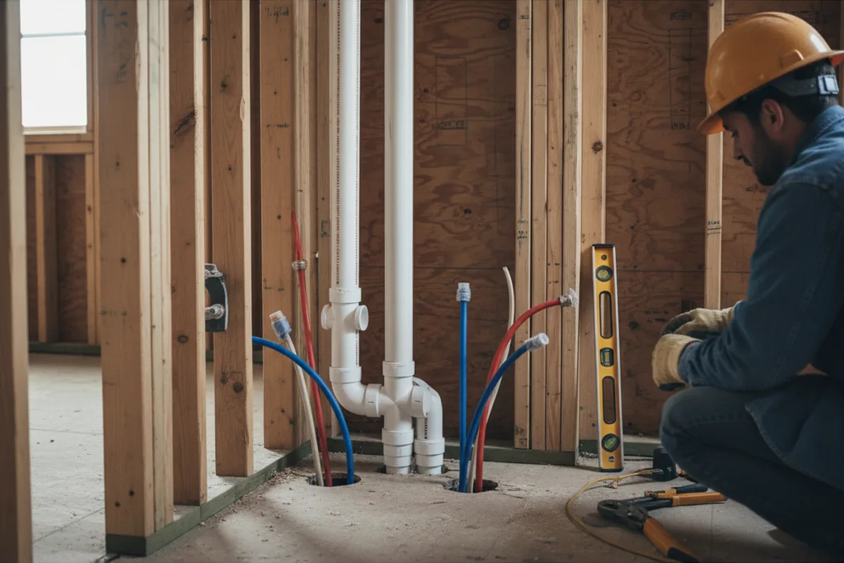 Drain and supply rough-in during Drain Cleaning in Tuxedo Park