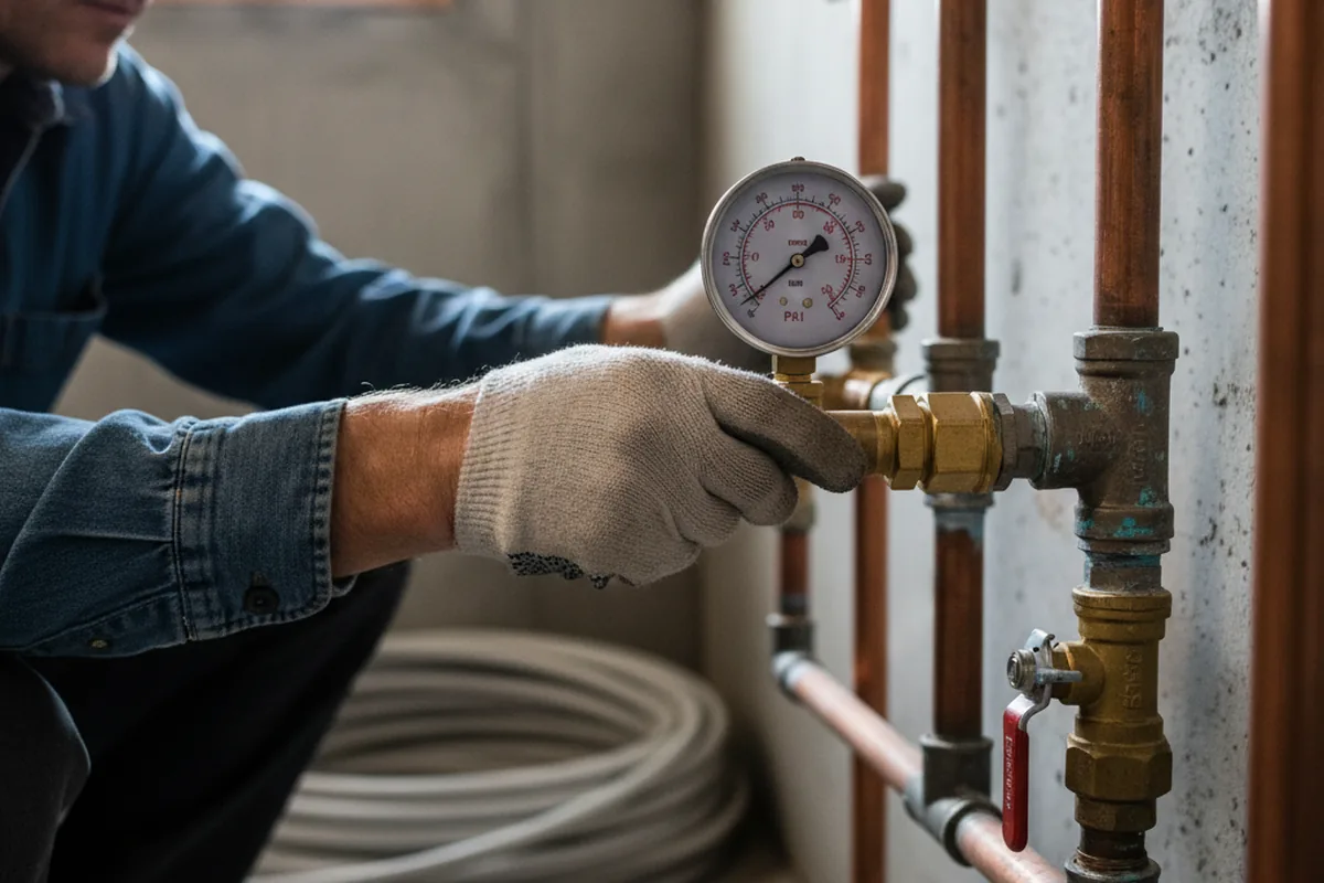 Pressure testing a repaired line during Water Line Repair in Tuxedo Park